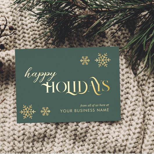 クリスマスハッピーホリデーズビジネスカンパニーグリーン 箔シーズンカード