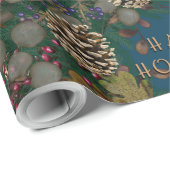 クリスマスハッピーホリデーズピネコーンリース ラッピングペーパー (ロールコーナー)