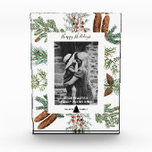 クリスマスハッピーホリデーズファミリーフォトパインブロック フォトブロック (正面)