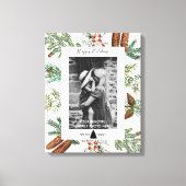 クリスマスハッピーホリデーズファミリーフォトパイン キャンバスプリント (正面)