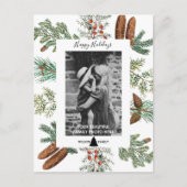 クリスマスハッピーホリデーズファミリーフォトパイン シーズンポストカード (正面)