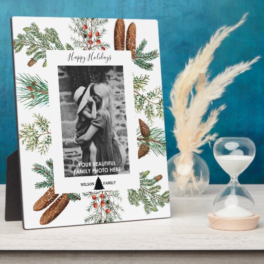 クリスマスハッピーホリデーズファミリーフォトパイン フォトプラーク (側面)