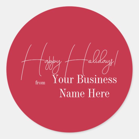 クリスマスハッピーホリデーズレッドビジネス ラウンドシール (正面)