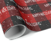 クリスマスハッピーホリデーズ文字オンプレイド ラッピングペーパー (ロールコーナー)