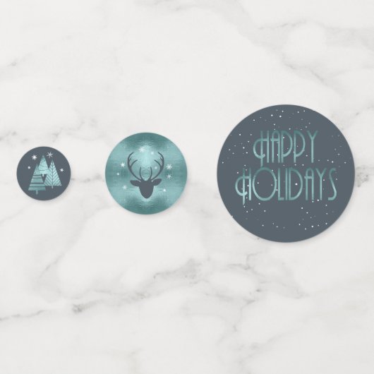 クリスマスハッピーホリデーズ〔雄ジカの〕枝角ティール(緑がかった色)ID864 コンフェッティ (裏面)