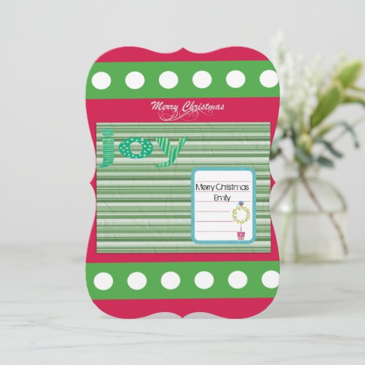 クリスマスハッピーホリデーフラットグリーティングカードジョイ カード (スタンド正面)