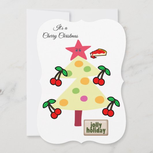クリスマスハッピーホリデーフラットグリーティングカードチェリー カード (正面)