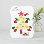 クリスマスハッピーホリデーフラットグリーティングカードチェリー カード (スタンド正面)