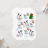 クリスマスハッピーホリデーフラットグリーティングカードペンギン カード (正面/裏面インサイチュ)