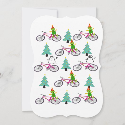 クリスマスハッピーホリデーフラットグリーティングカード小妖精や小人 カード (正面)