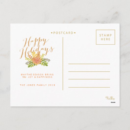 クリスマスハッピーホリデーフローラフォトポストカード シーズンポストカード (裏面)