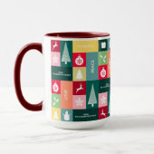 クリスマスハッピーホリデーモダンズの家族名 マグカップ (左)