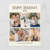 クリスマスハッピーホリデー4フォトコラージュ ポストカード (正面)