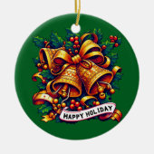 クリスマスハッピーホリデー セラミックオーナメント (正面)