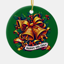 クリスマスハッピーホリデー セラミックオーナメント