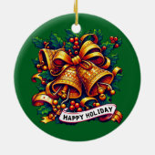 クリスマスハッピーホリデー セラミックオーナメント (裏面)