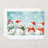 クリスマスハッピー雪だるま シーズンポストカード (正面/裏面)