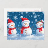 クリスマスハッピー雪だるま シーズンポストカード (正面/裏面)