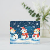 クリスマスハッピー雪だるま シーズンポストカード (スタンド正面)