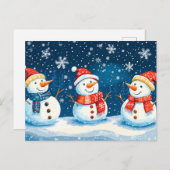 クリスマスハッピー雪だるま シーズンポストカード (正面/裏面)