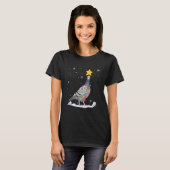 クリスマスハトの動物クリスマスツリーライト Tシャツ (正面フル)