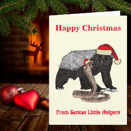 クリスマスハニーバジャー対スネークおもしろいサンタ・アイロニー カード