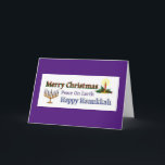 クリスマスハヌカー シーズンカード<br><div class="desc">クリスマス・キャンドルとハヌカー(ユダヤ教)メノラーにメッセージが入っている。</div>