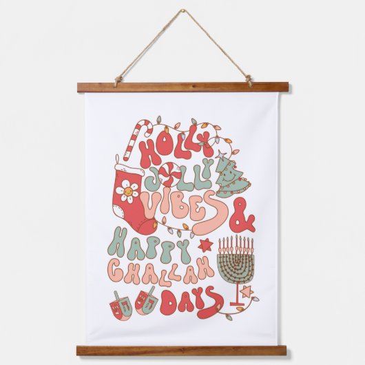 クリスマスハヌカー（ユダヤ教の祭り）ハヌッカウォールアート 吊り下げ型タペストリー (正面)