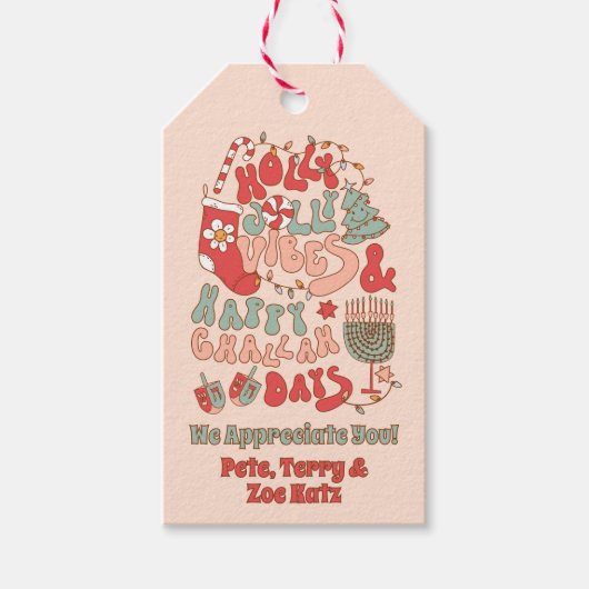 クリスマスハヌカー（ユダヤ教の祭り）ハヌッカグルーヴィーブ ギフトタグ (正面)