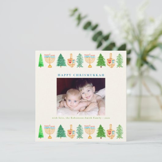 クリスマスハヌッカクリスムカスクエアホリデーカード シーズンカード (スタンド正面)