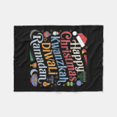 クリスマスハヌッカクワンザディワリラマダン フリースブランケット (正面(横))