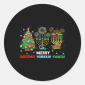 クリスマスハヌッカクワンザハッピーホリデーズマッチング ラウンドシール (正面)