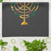 クリスマスハヌッカユダヤ人サンタ(ユダヤ教)メノラー キッチンタオル (折り畳み)