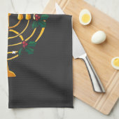 クリスマスハヌッカユダヤ人サンタ(ユダヤ教)メノラー キッチンタオル (四つ折り)