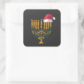 クリスマスハヌッカユダヤ人サンタ（ユダヤ教）メノラー スクエアシール (バッグ)