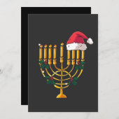 クリスマスハヌッカユダヤ人サンタ（ユダヤ教）メノラー 招待状 (正面/裏面)