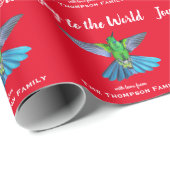 クリスマスハミングバードジョイトゥザワールド名前をカスタムする ラッピングペーパー (ロールコーナー)