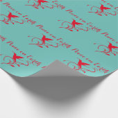 クリスマスハミングバードピースオンアースレッド&ティール（緑がかった色） ラッピングペーパー (角)