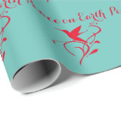 クリスマスハミングバードピースオンアースレッド&ティール（緑がかった色） ラッピングペーパー (ロールコーナー)