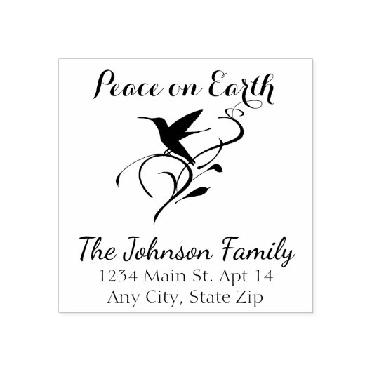 クリスマスハミングバードピースカスタム差出人住所 ラバースタンプ (インプリント)