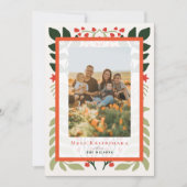 クリスマスハワイアンキルトホリデーフォトカード 招待状 (正面)