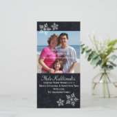 クリスマスハワイアンハイビスカススノーフレークフォトカード シーズンカード (スタンド正面)