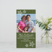 クリスマスハワイアンハイビスカススノーフレークフォトカード シーズンカード (スタンド正面)