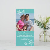 クリスマスハワイアンハイビスカススノーフレークフォトカード シーズンカード (スタンド正面)