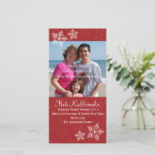 クリスマスハワイアンハイビスカススノーフレークフォトカード シーズンカード (スタンド正面)