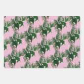 クリスマスハンドウォーターカラーツリーモミの果実ピンク ラッピングペーパーシート (正面)