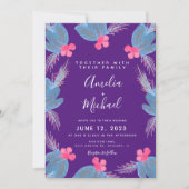 クリスマスハンドウォーターカラーベリーパープル結婚ズ 招待状 (正面)