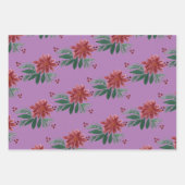 クリスマスハンドウォーターカラーポインセチアBurgandy ラッピングペーパーシート (正面3)