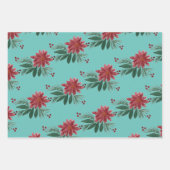 クリスマスハンドウォーターカラーポインセチアBurgandy ラッピングペーパーシート (正面)