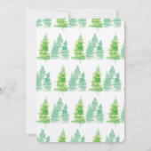 クリスマスハンドウォーター色のホリデーパインツリー 招待状 (裏面)